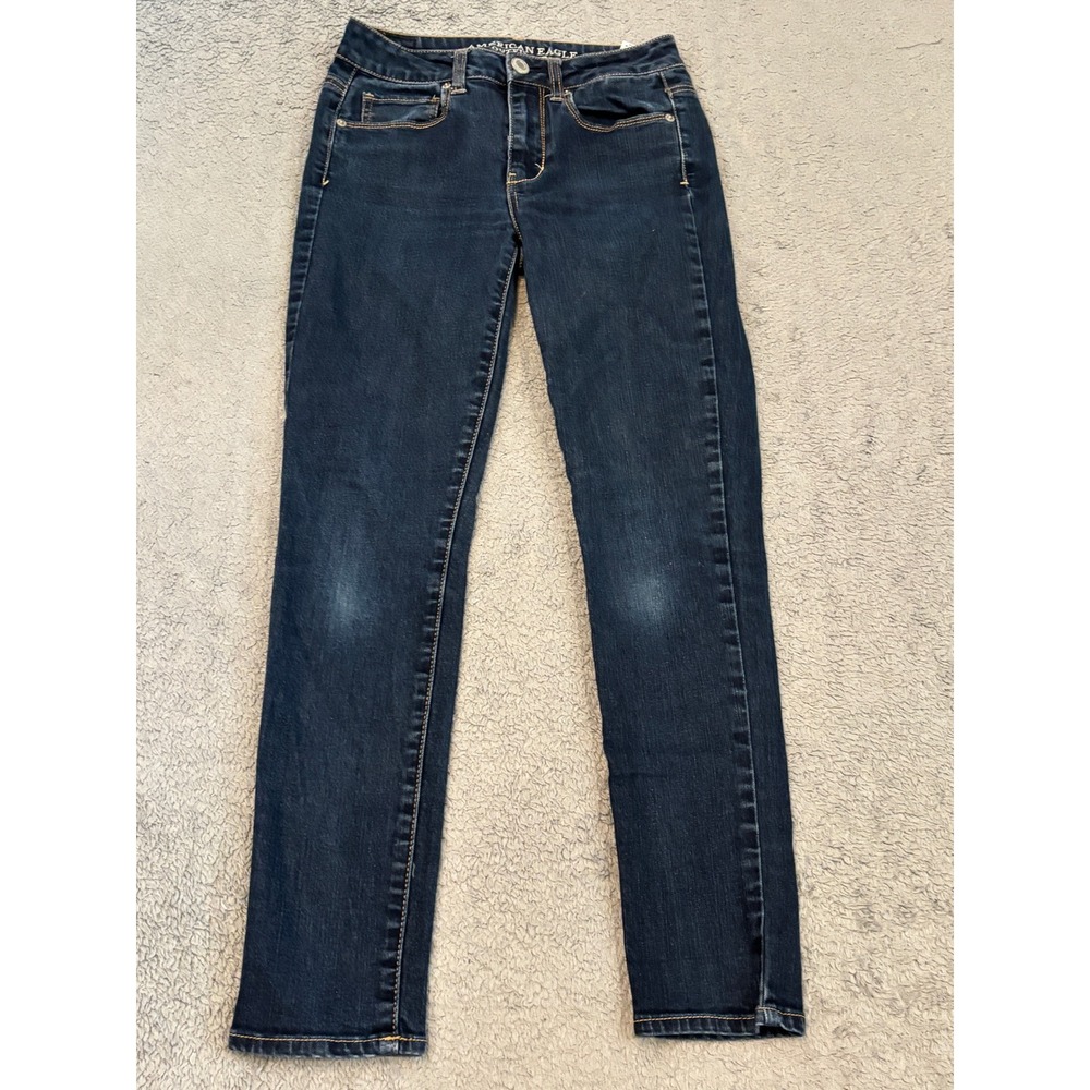 American Eagle Hi-Rise Skinny Jeans Dark Wash Denim Size 2 Short 26x28